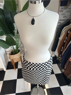 Checkered Mini Skirt — Black & White